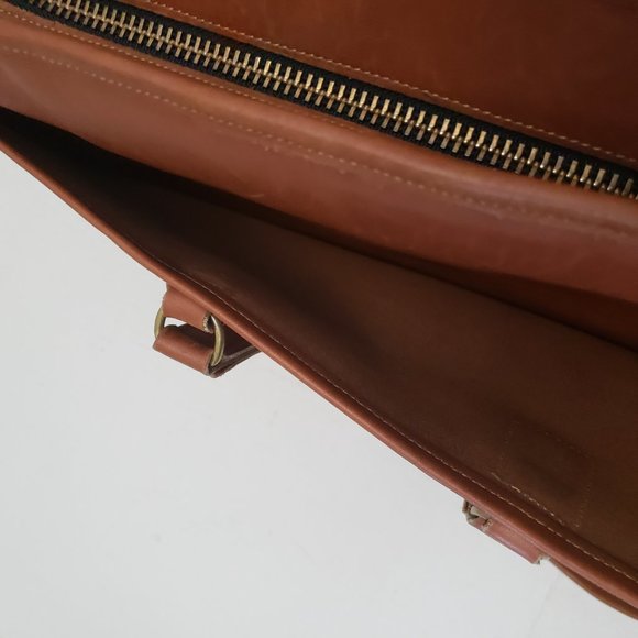 Laura USA Soft Leather Laptop Briefcase Handles Shoulder Strap Brown - Picture 8 of 11